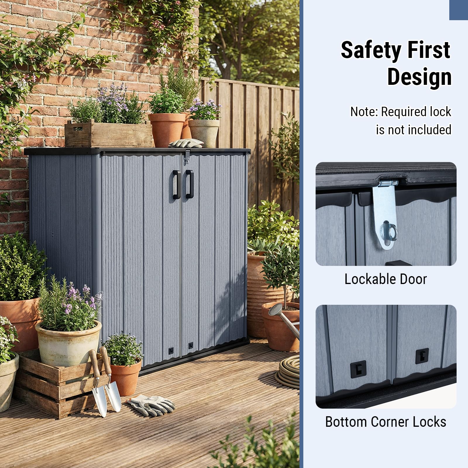 Tangkula 23.5 Cu.ft Outdoor Storage Box with Floor & Lockable Door - Product image 5
