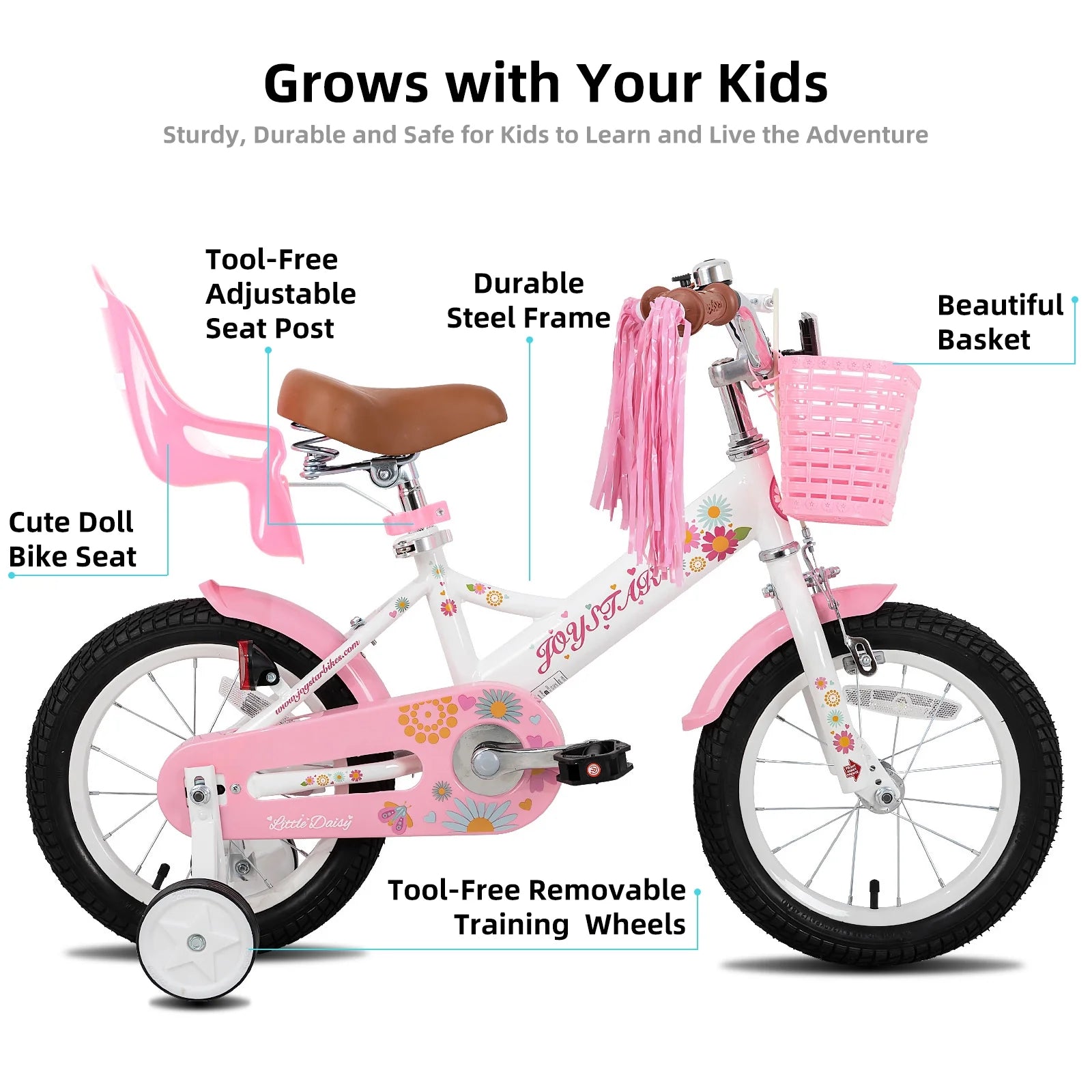 JOYSTAR Little Daisy 14 in Kids Bike for 3 4 5 Years Girls with Handbrake Children Princess Bicycle with - Product image 17