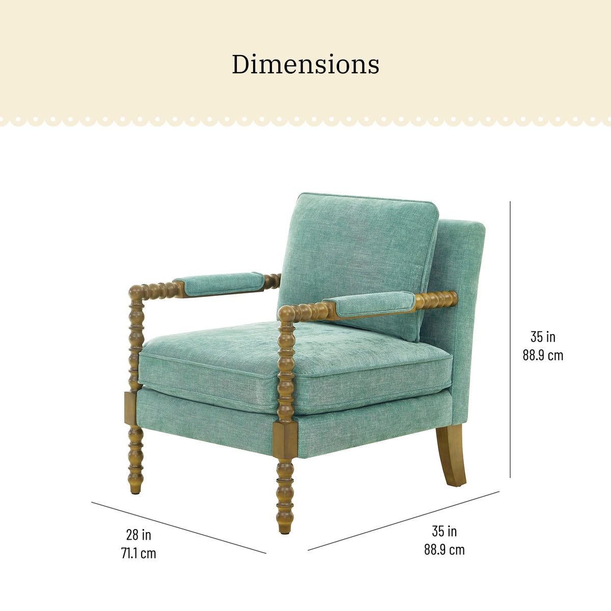 Pioneer Woman Harper Spindle Accent Chair, Jade Fabric Upholstery - Product image 4
