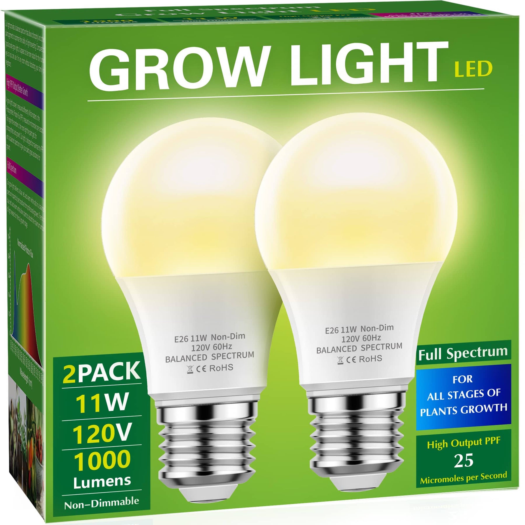 Grow Light Bulbs, Briignite LED Grow Light Bulb A19 Bulb, Full Spectrum Grow Light Bulb - Product image 1