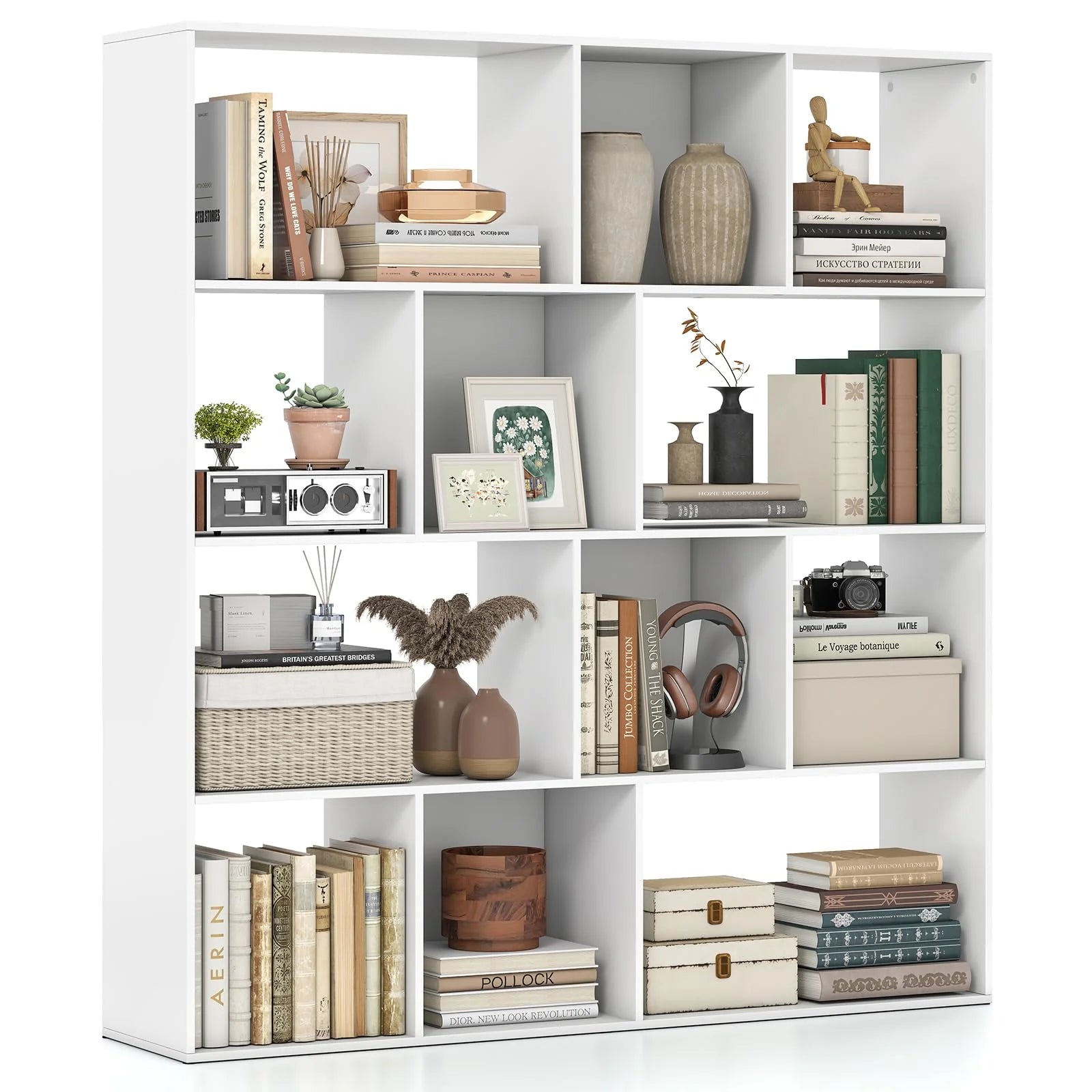 Tangkula 12 Cube 4-Tier Freestanding Storage Organizer Bookcase with Open Cubes - Product image 1