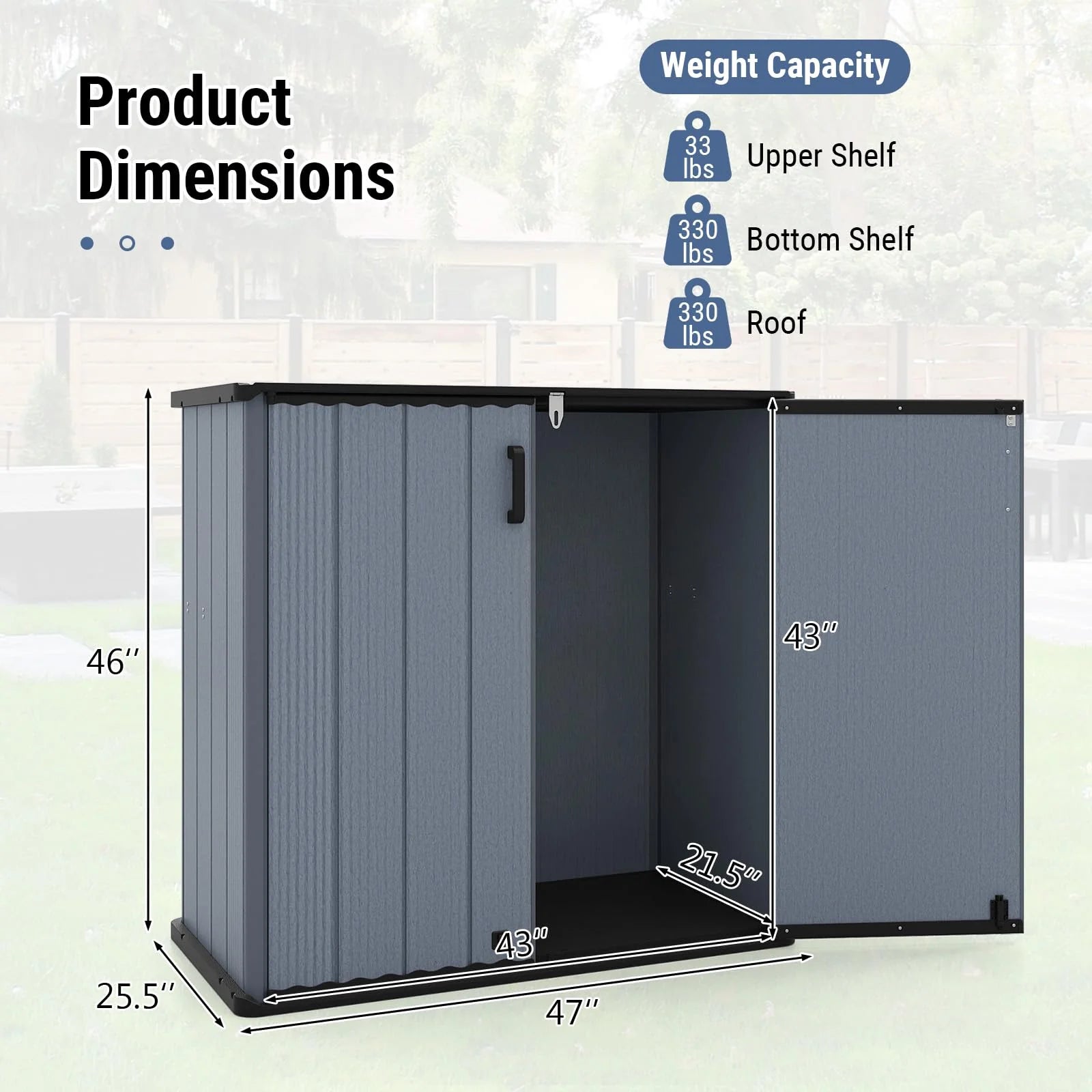 Tangkula 23.5 Cu.ft Outdoor Storage Box with Floor & Lockable Door - Product image 3