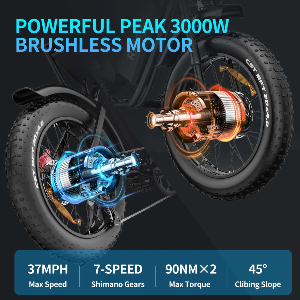 Ridstar 1500W Electric Bike for Adults, 33MPH 48V 20ah Electric Bicycle - Product image 22