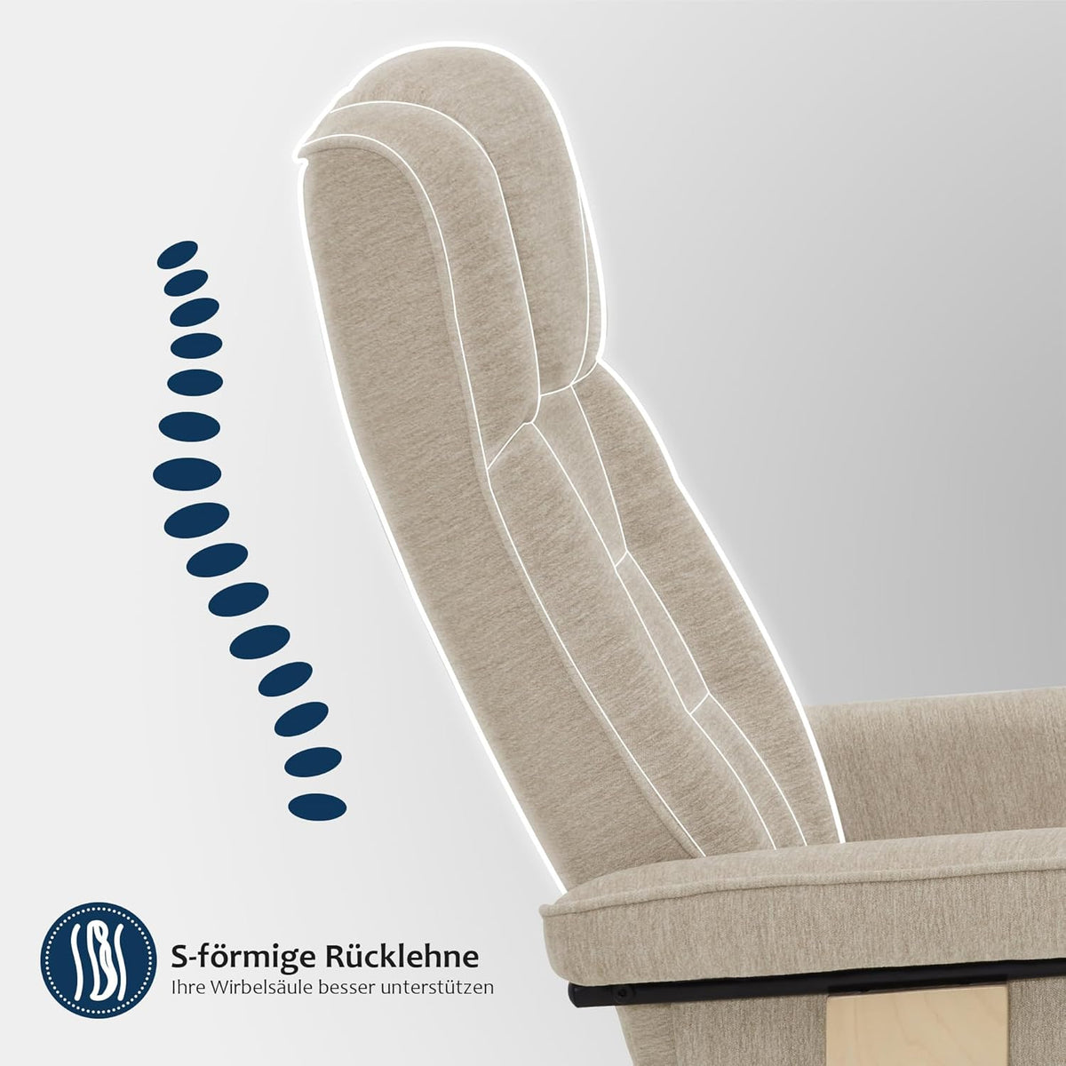 M MCombo Relax Armchair with Pouf, 360° Swivel TV Armchair with Chaise Longue Function, TV Armchair Supporting Up to 120 Kg, Rest Armchair for Living Room, 9019 (Fabric, Beige)