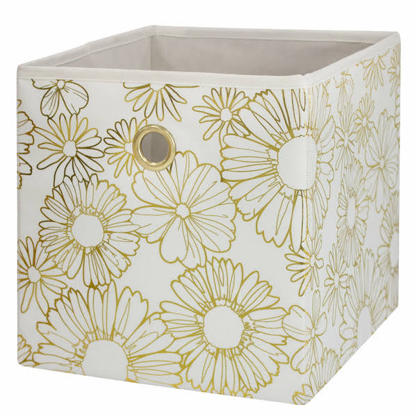 Mainstays Floral Gold 10.5" x 10.5" Collapsible Fabric Cube Storage Bin - Product image 1