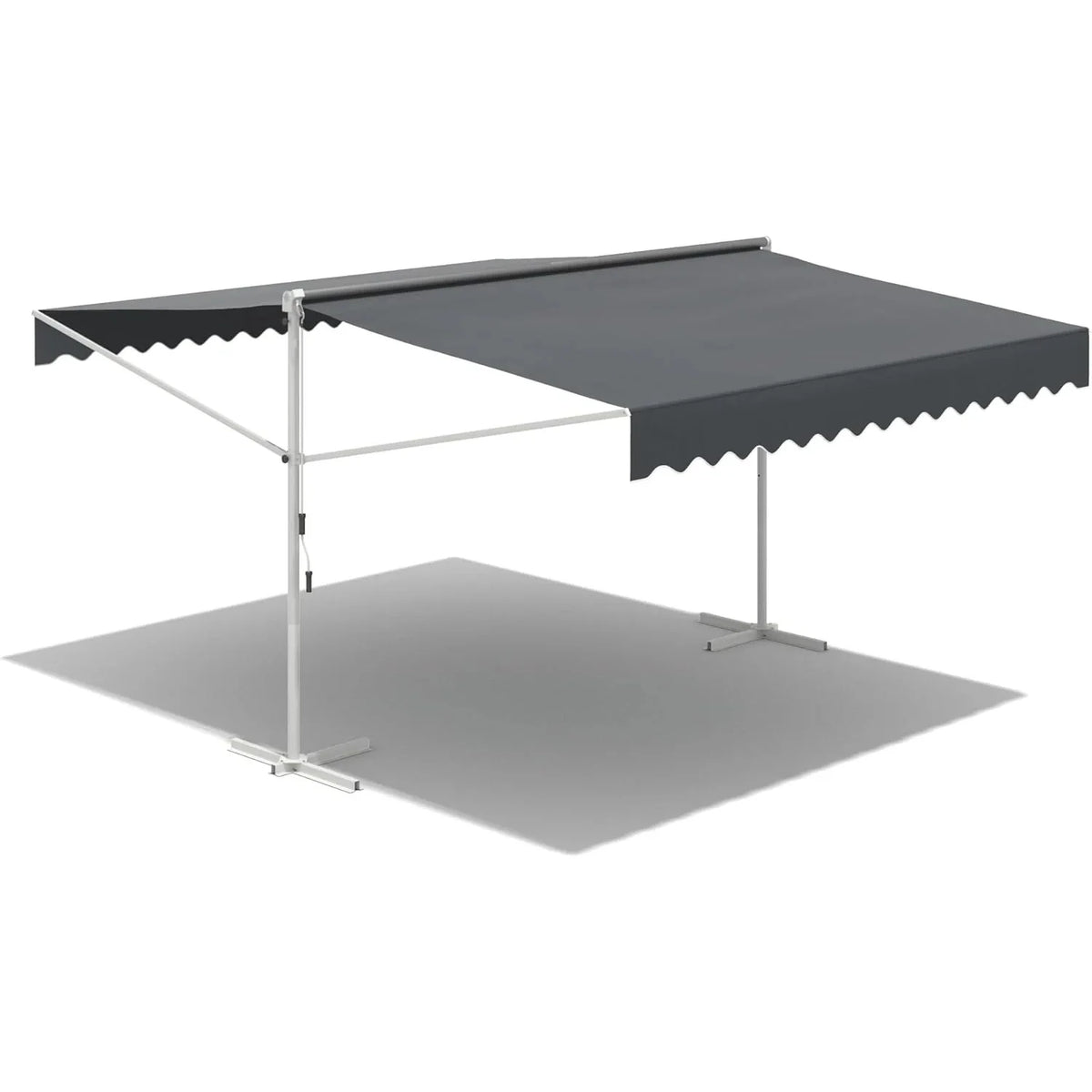 AECOJOY Free Standing Retractable Awning, 10'x10' Dual Side Patio Awnings Outdoor Manual Sun Shade Shelter - Product image 1