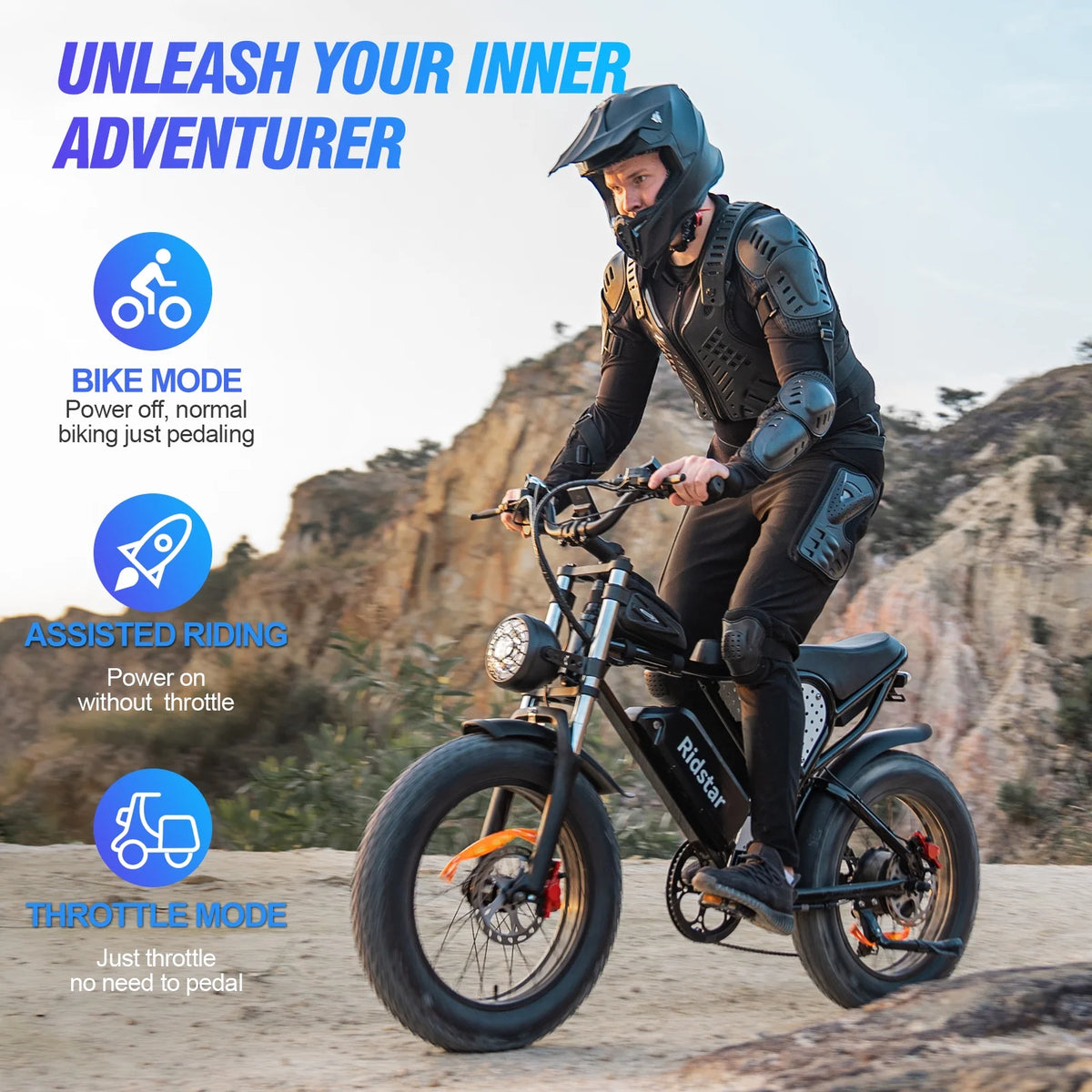 Ridstar Electric Bike for Adults Q20, 1200W 30MPH, 48V 15.6ah Electric Bicycle - Product image 11