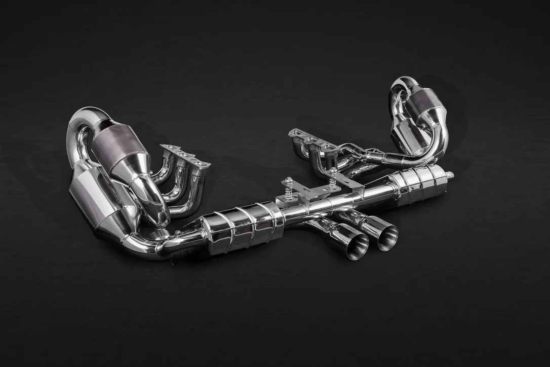 Porsche 991.1 GT3/RS - Complete Racing Valve Exhaust, Header with 200 Cell Sport Cat, & Carbon Underbody Cover (with CES-3 Remote)