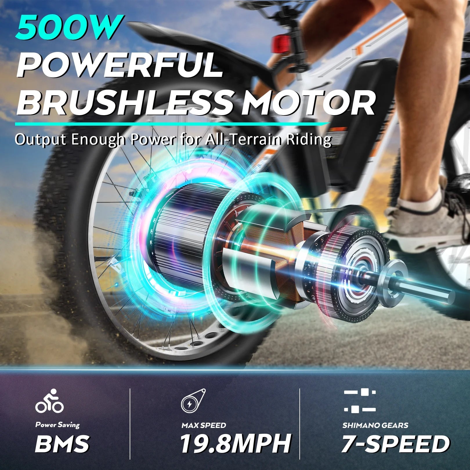 Gocio 26" 4.0 Fat Tire Electric Bike for Adults, 500W Motor, 48V 13ah Battery - Product image 23