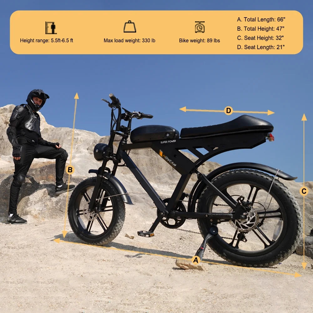 Movcan V30 Electric Bike for Adult, 1000W 20" Fat Tire 48V 15.6AH Removable Battery, 28MPH 7 - Product image 7