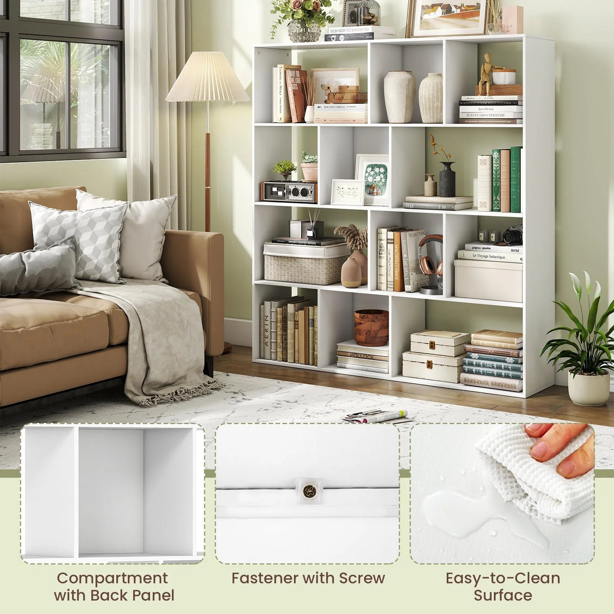 Tangkula 12 Cube 4-Tier Freestanding Storage Organizer Bookcase with Open Cubes - Product image 9