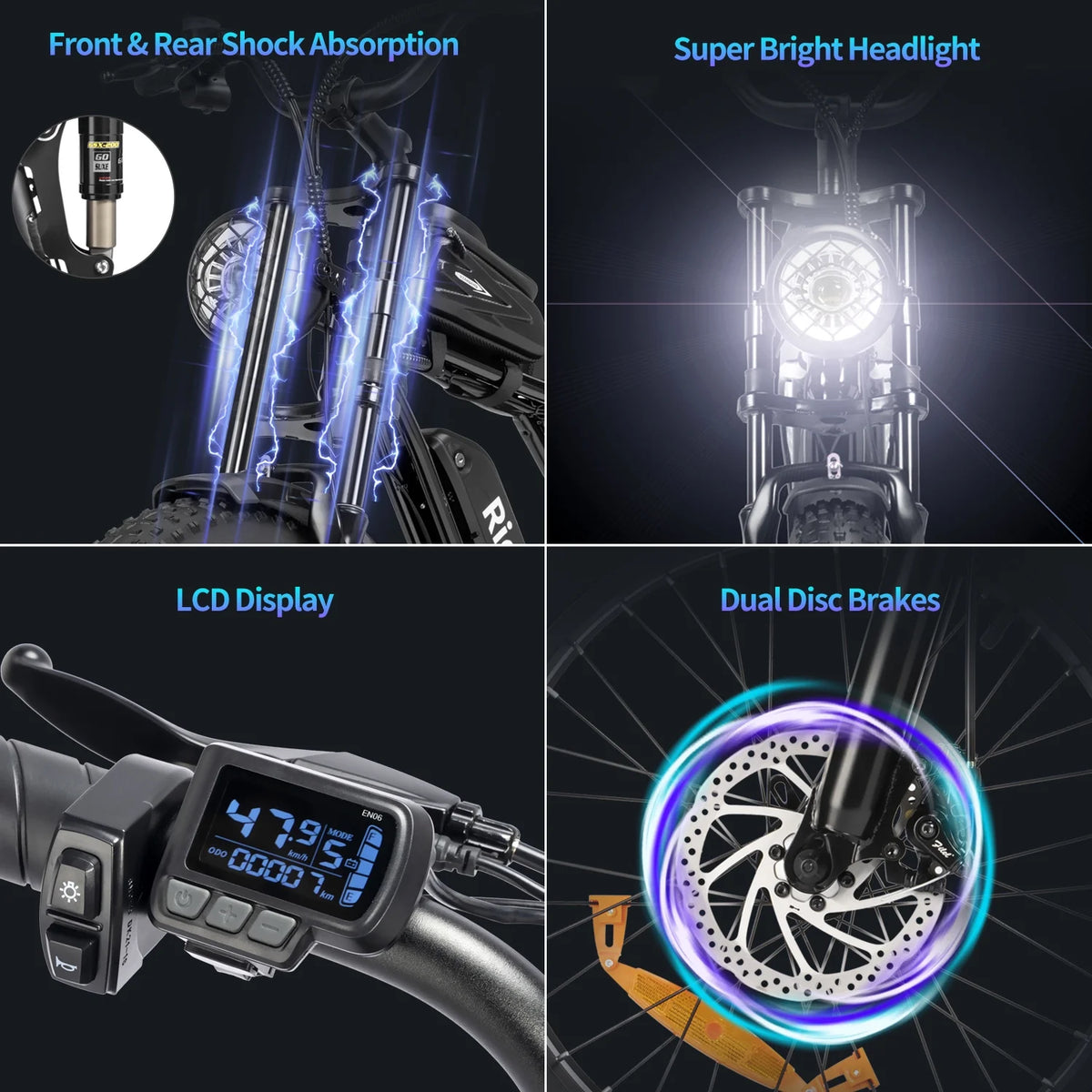 Ridstar Electric Bike for Adults Q20, 1200W 30MPH, 48V 15.6ah Electric Bicycle - Product image 9