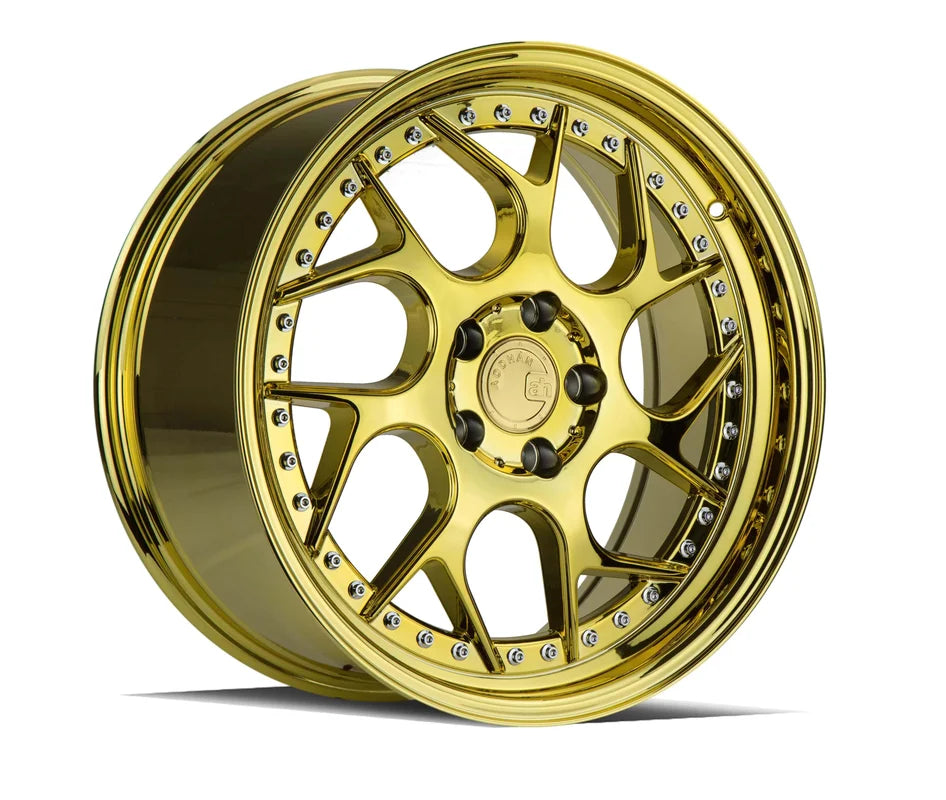 Aodhan DS01 18" 5x114.3 Gold Vacuum W/ Chrome Rivets
