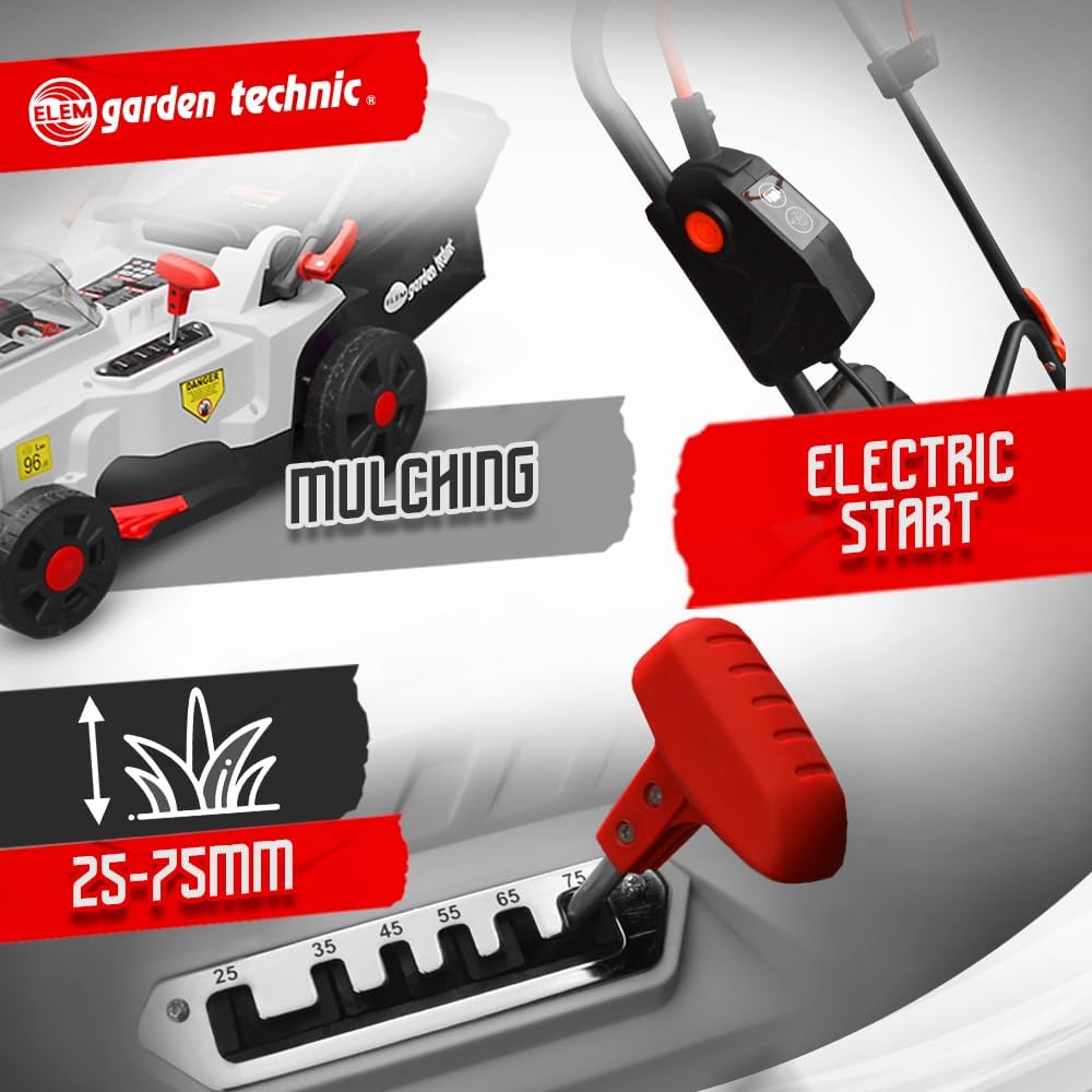 Rechargeable lawn mower 40V (2x20V) 37cm - Batteries and charger supplied - Elem Garden