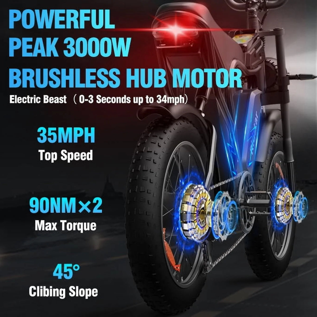 Ridstar Electric Bike for Adults Q20, 1200W 30MPH, 48V 15.6ah Electric Bicycle - Product image 24