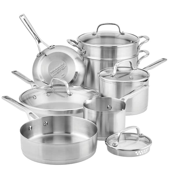 11-Piece 3-Ply Base Stainless Steel Cookware Set. Silver - Product image 1