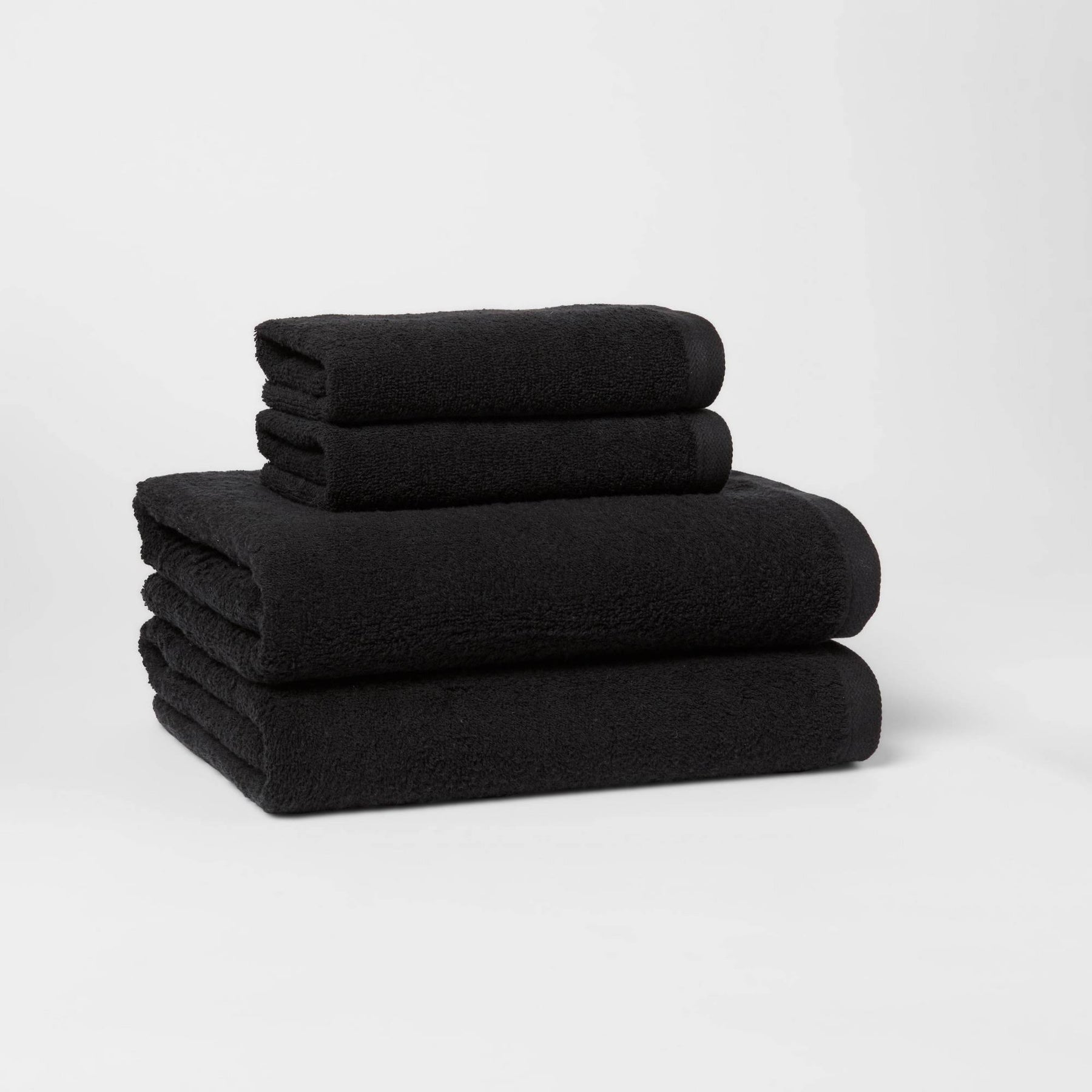 Room Essentials Antimicrobial 100% Cotton Bath Towel Set 4 Piece Black - Product image 1