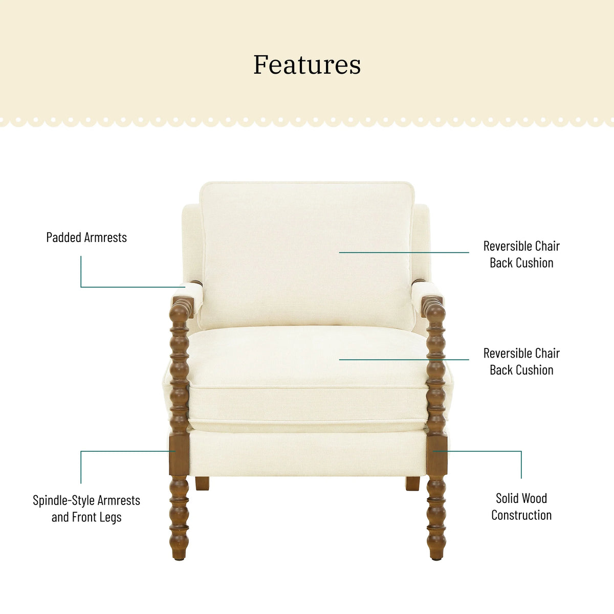 Pioneer Woman Harper Spindle Accent Chair, Jade Fabric Upholstery - Product image 15