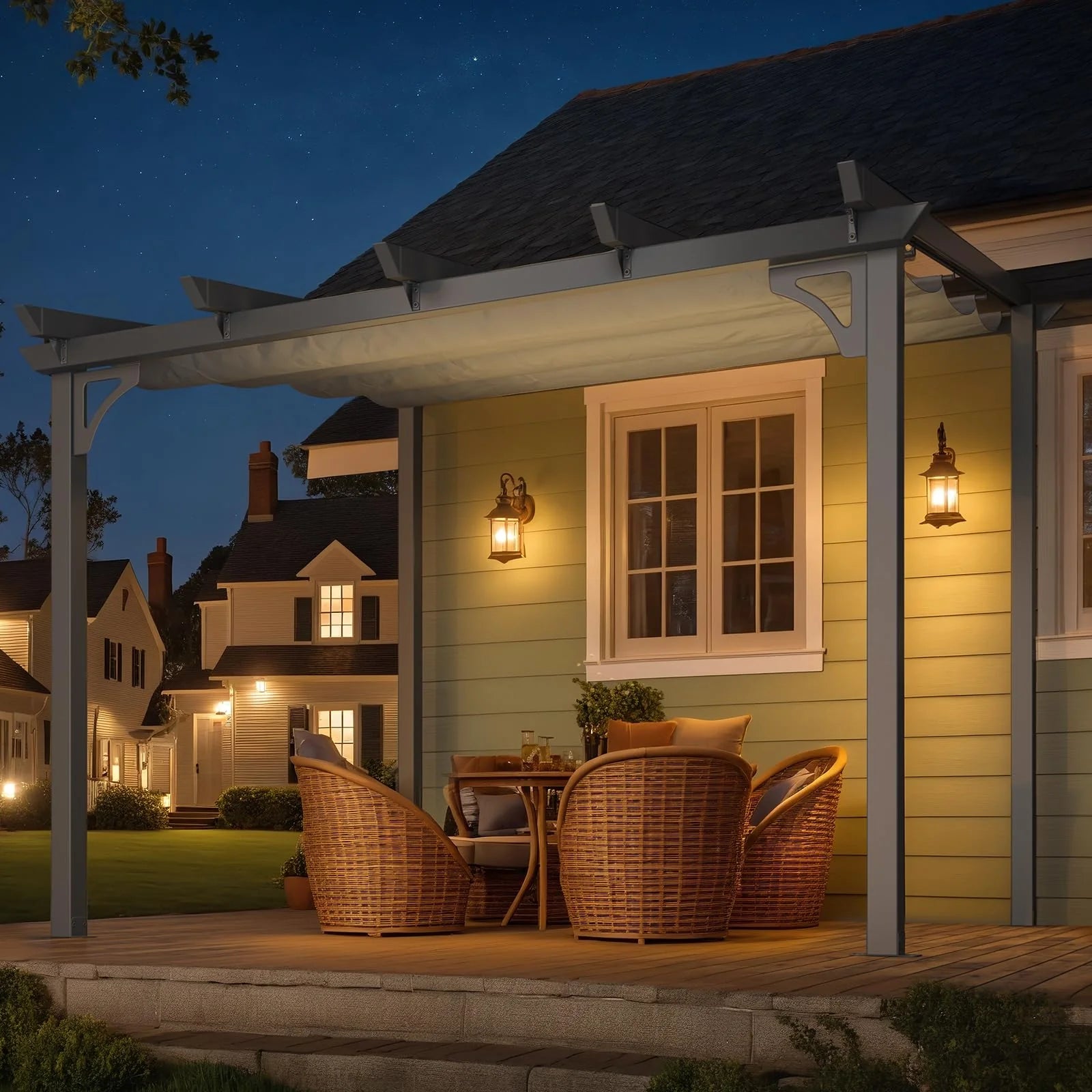 AECOJOY 10' x 8' Gazebo for Patio, Retractable Pergola with Adjustable Sun Shade Canopy Roof - Product image 6