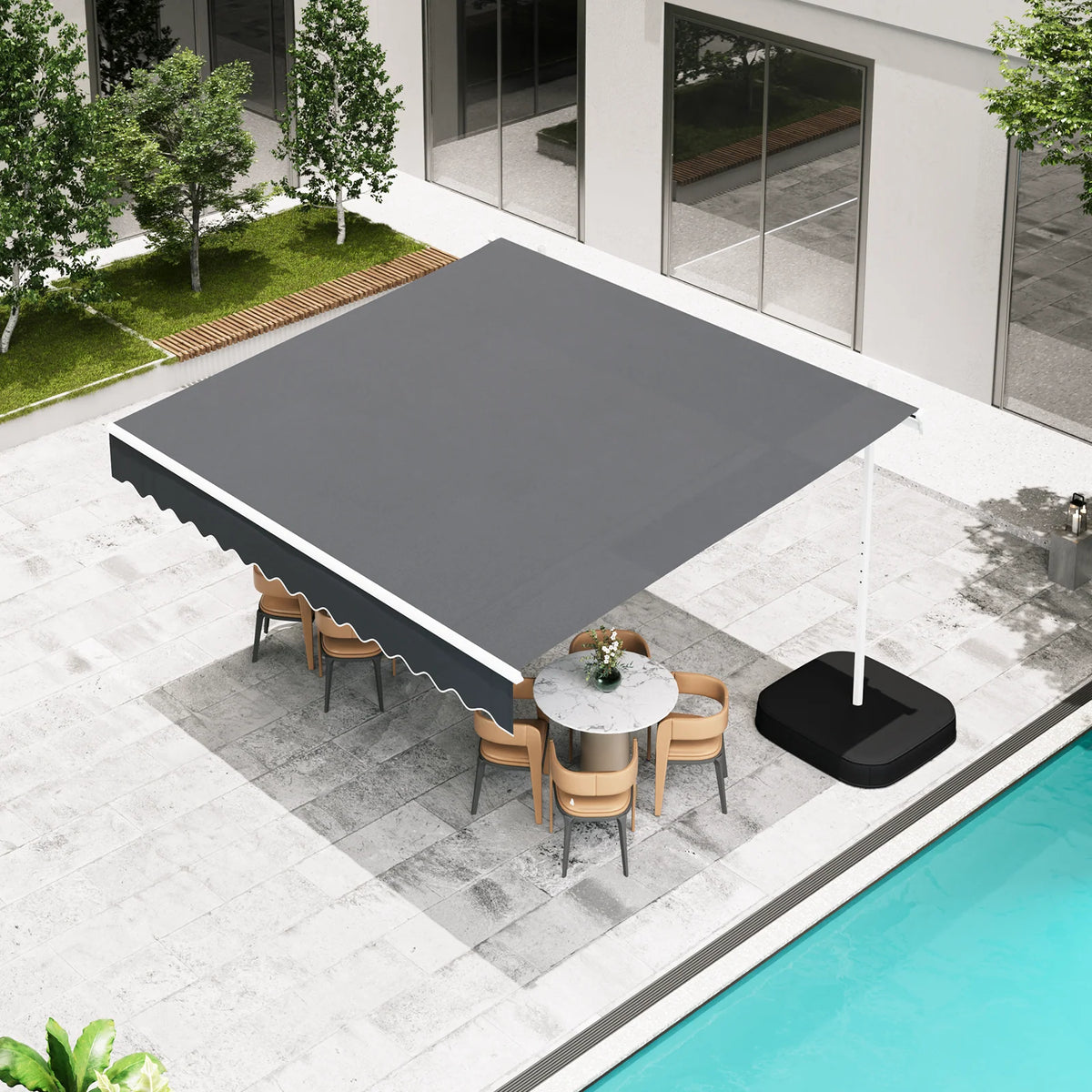 AECOJOY Free Standing Retractable Awning, 10'x8' Patio Awnings Outdoor Manual Sun Shade Shelter, Dark Grey - Product image 9