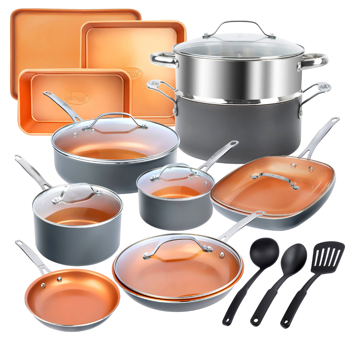 Gotham Steel Pots and Pans Set 20 Piece Cookware Set with Nonstick Ceramic Copper Coating - Product image 1