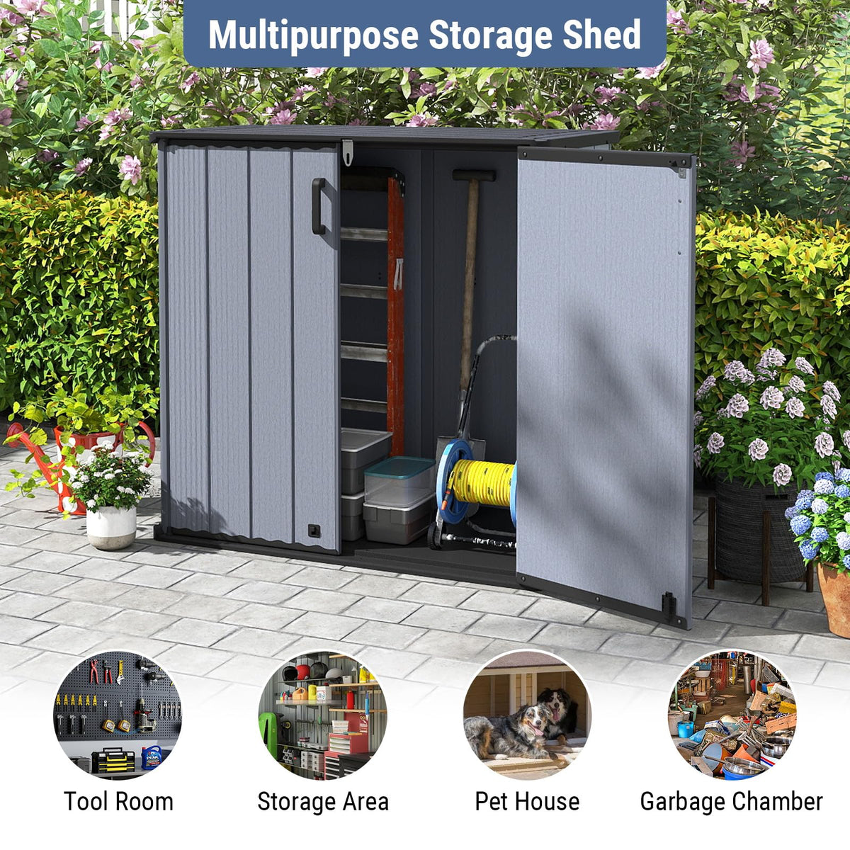 Tangkula 23.5 Cu.ft Outdoor Storage Box with Floor & Lockable Door - Product image 8
