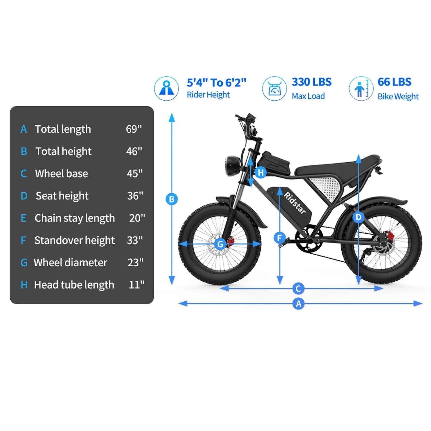 Ridstar Electric Bike for Adults Q20, 1200W 30MPH, 48V 15.6ah Electric Bicycle - Product image 15