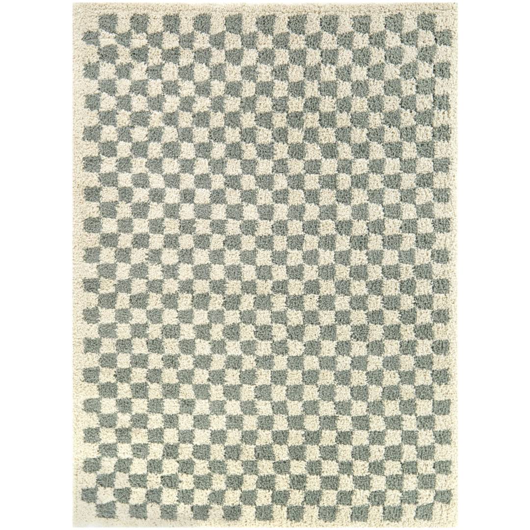 Walker Checkered Sage/Cream Shag Area Rug AllModern Rug Size: Runner 2'2" x 7' - Product image 1