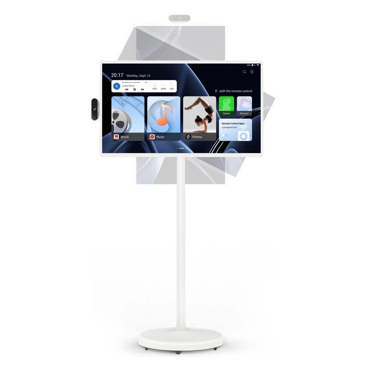 32-Inch Portable TV, 1080P FHD Rolling TV on Wheels with Rotatable Touch Screen, Android 13 OS - Product image 1