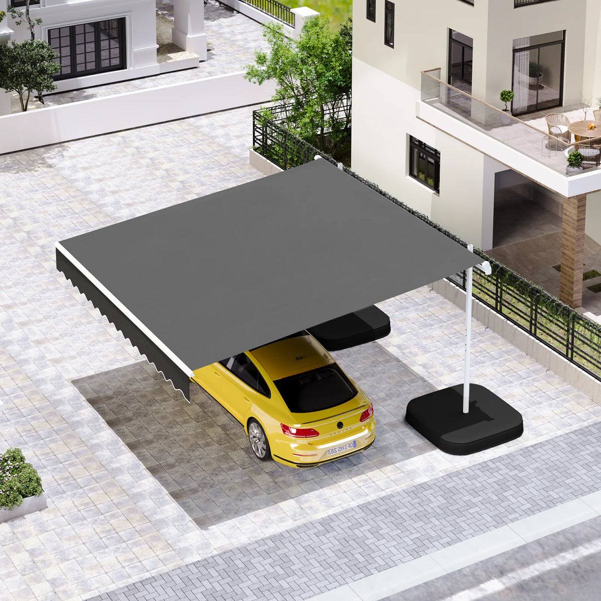 AECOJOY Free Standing Retractable Awning, 10'x8' Patio Awnings Outdoor Manual Sun Shade Shelter, Dark Grey - Product image 8
