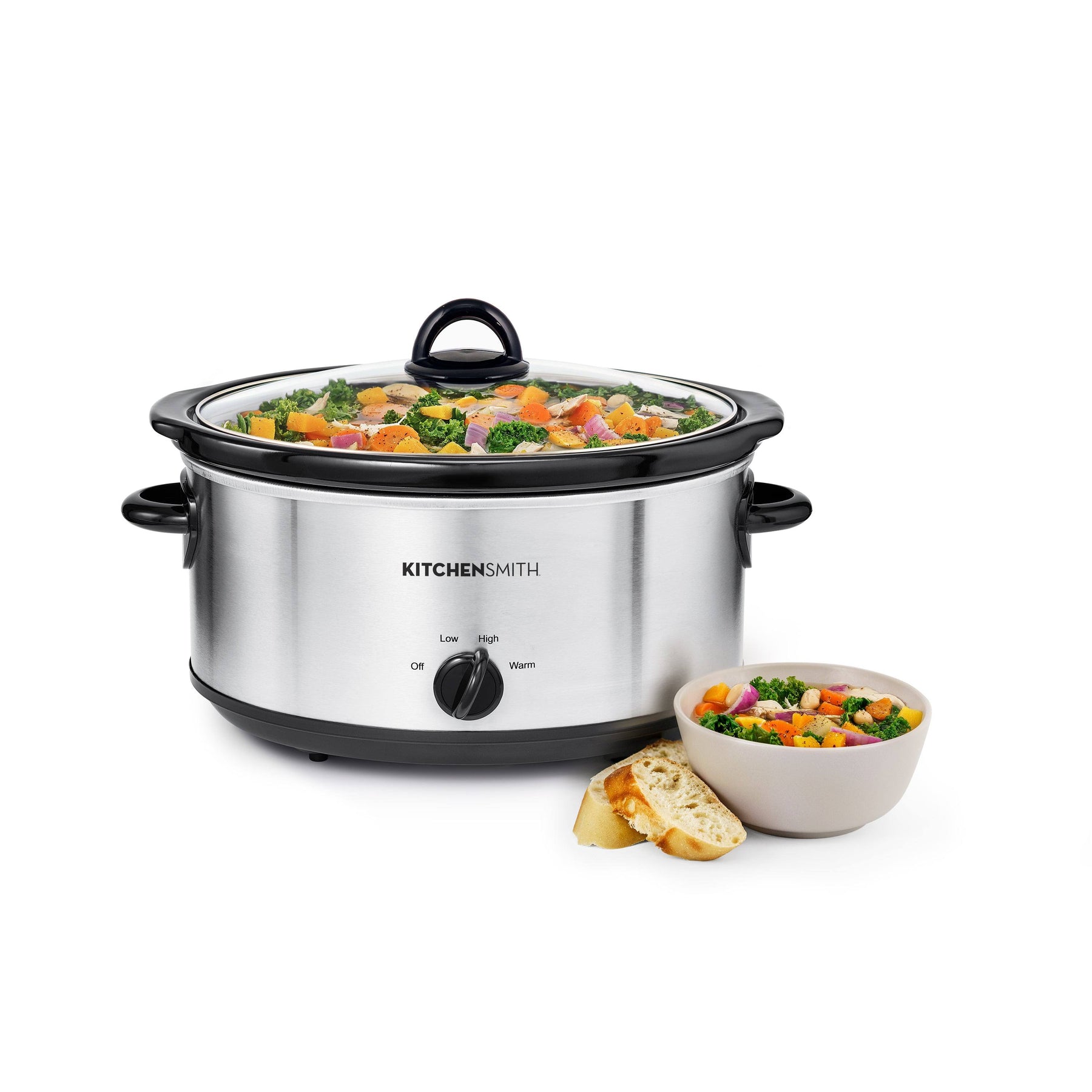 Kitchensmith by Bella 6qt Manual Slow Cooker - Stainless Steel - Product image 1