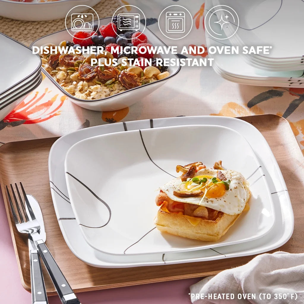 Corelle Simple Lines 12 - Piece Square Glass Dinnerware Set (Service for 4) - Product image 3