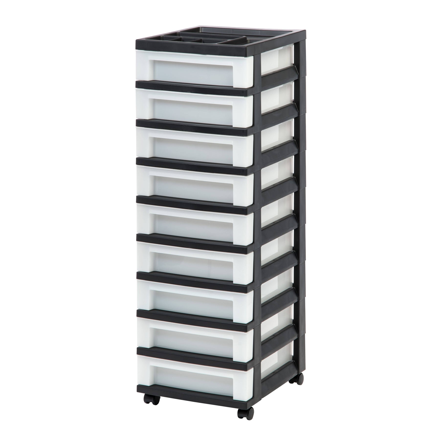 Iris 9 Drawer Storage Cart with Organizer Top Black - Product image 1